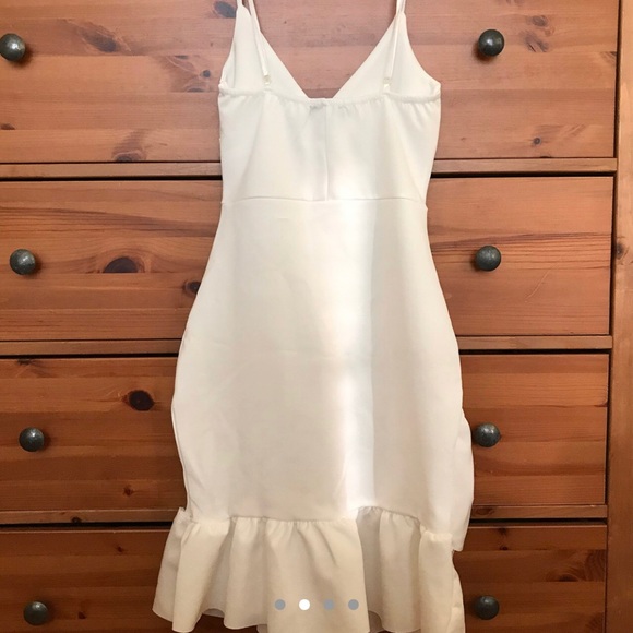 White Strappy Asymmetrical Hem Bodycon Dress - Picture 2 of 4